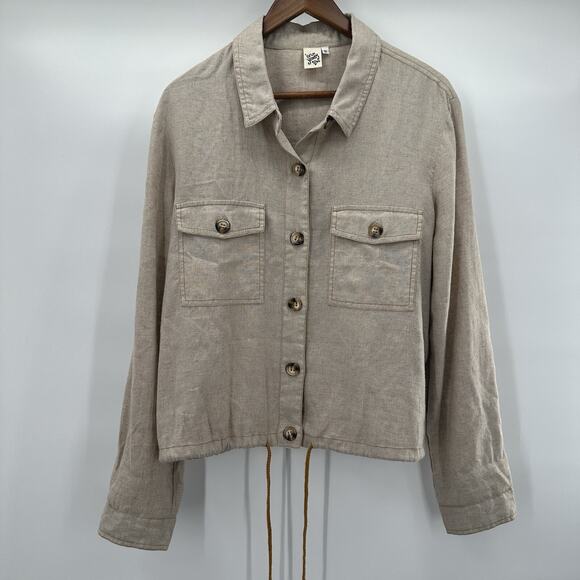 ivy jane Jackets & Blazers - Ivy Jane Jacket‎ Womens Small Beige Linen blend Boxy Utility Safari Light Weight